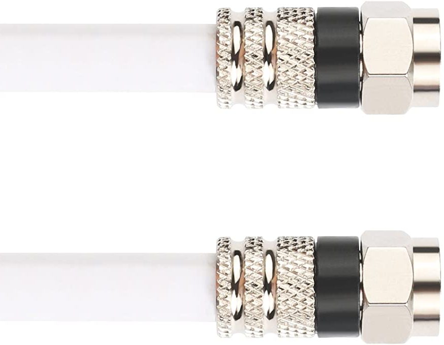 Cable blanco RG6 con conectores F-Macho
